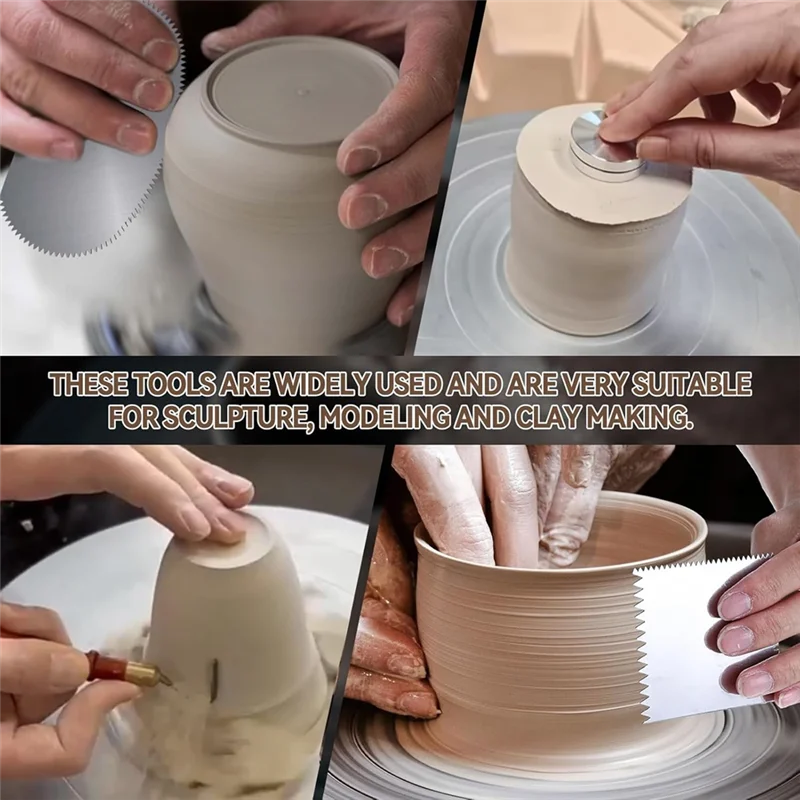 【ข้อเสนอแฟลช】เครื่องขูดดินเหนียวสแตนเลสและเครื่องมือปั่นตัดแบบโยน (30 มม./38 มม./45 มม.) เครื่องมือแกะสลักดินเซรามิกสําหรับ Textu