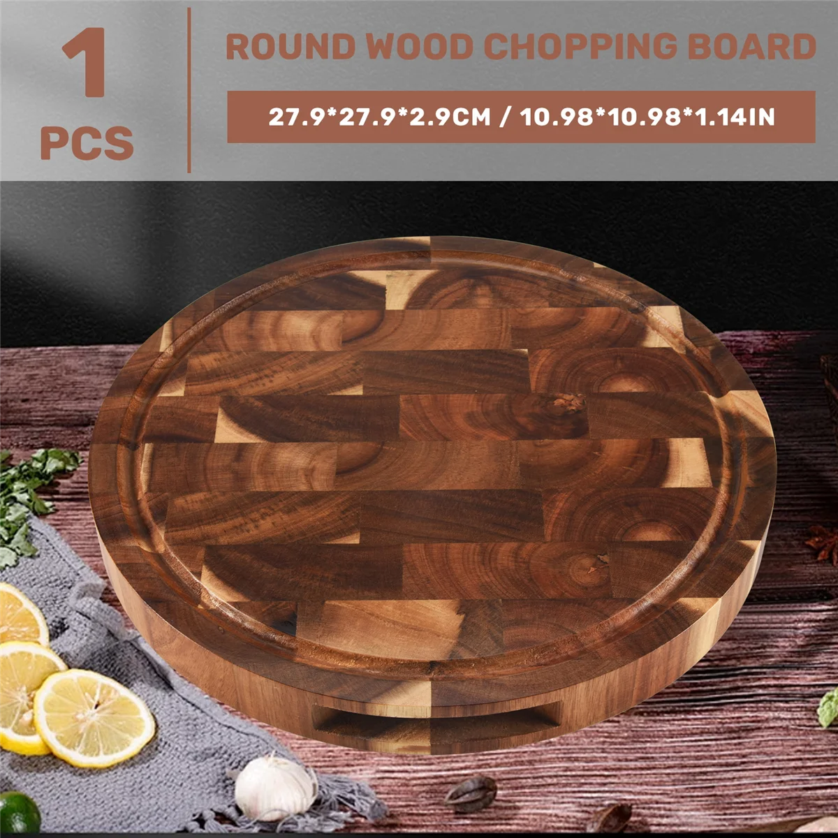 Acacia Wood End Grain เขียงไม้ Butcher Block ตัดเนื้อไม้หนา Board รอบเขียงไม้