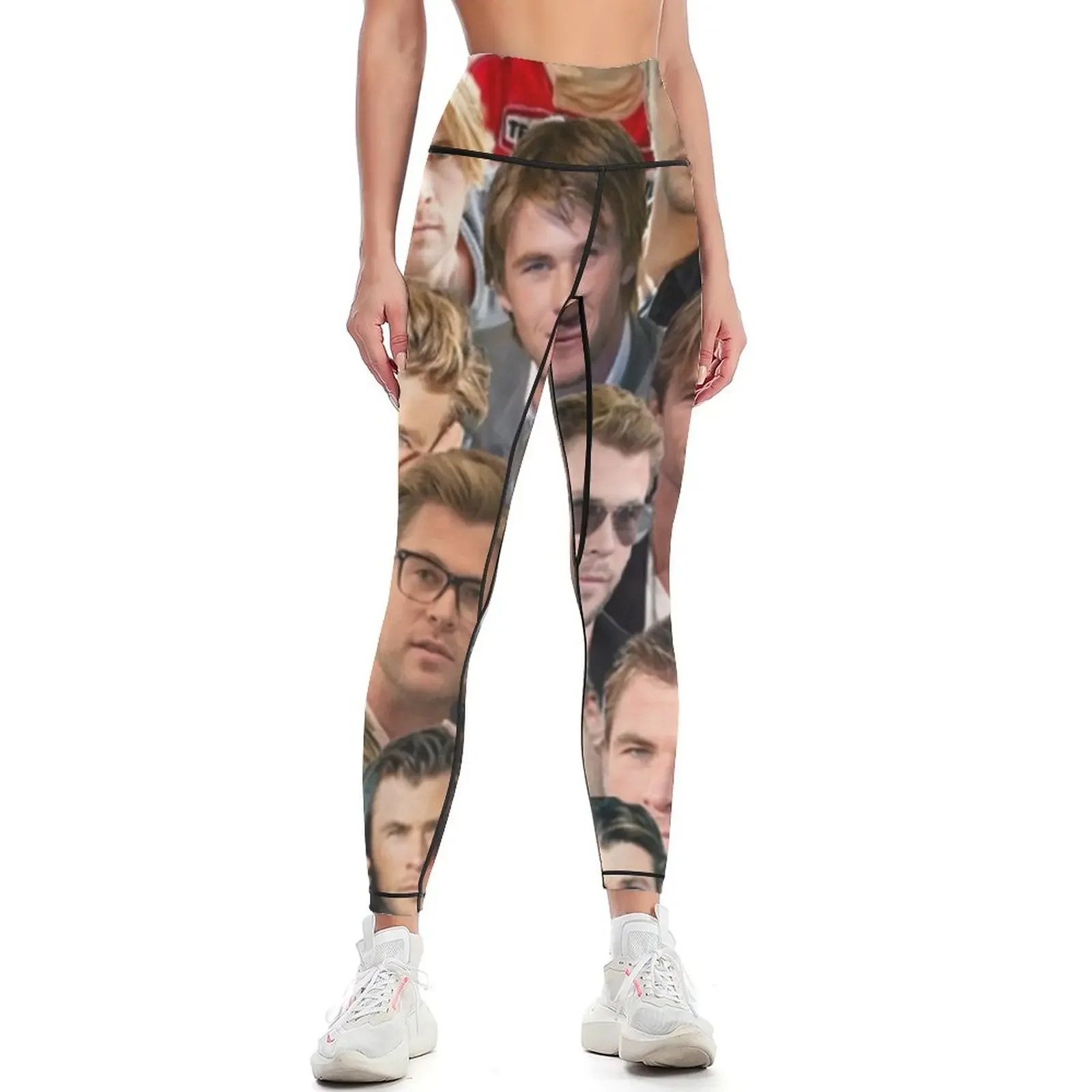 

chris hemsworth collage Leggings flared Tight fitting woman Fitness clothing workout clothes for Womens Leggings