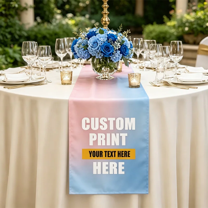 1pc Custom Table Runner Suitable for Booth, Wedding, Birthday Party & Market Stall Decoration, with Multiple Colors & Sizes