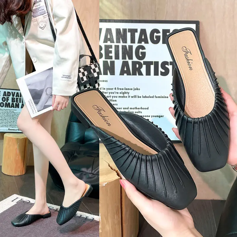 Four Seasons Outerwear Lazy Baotou Half Slippers Women's Versatile Fashion Women's Cool Slippers