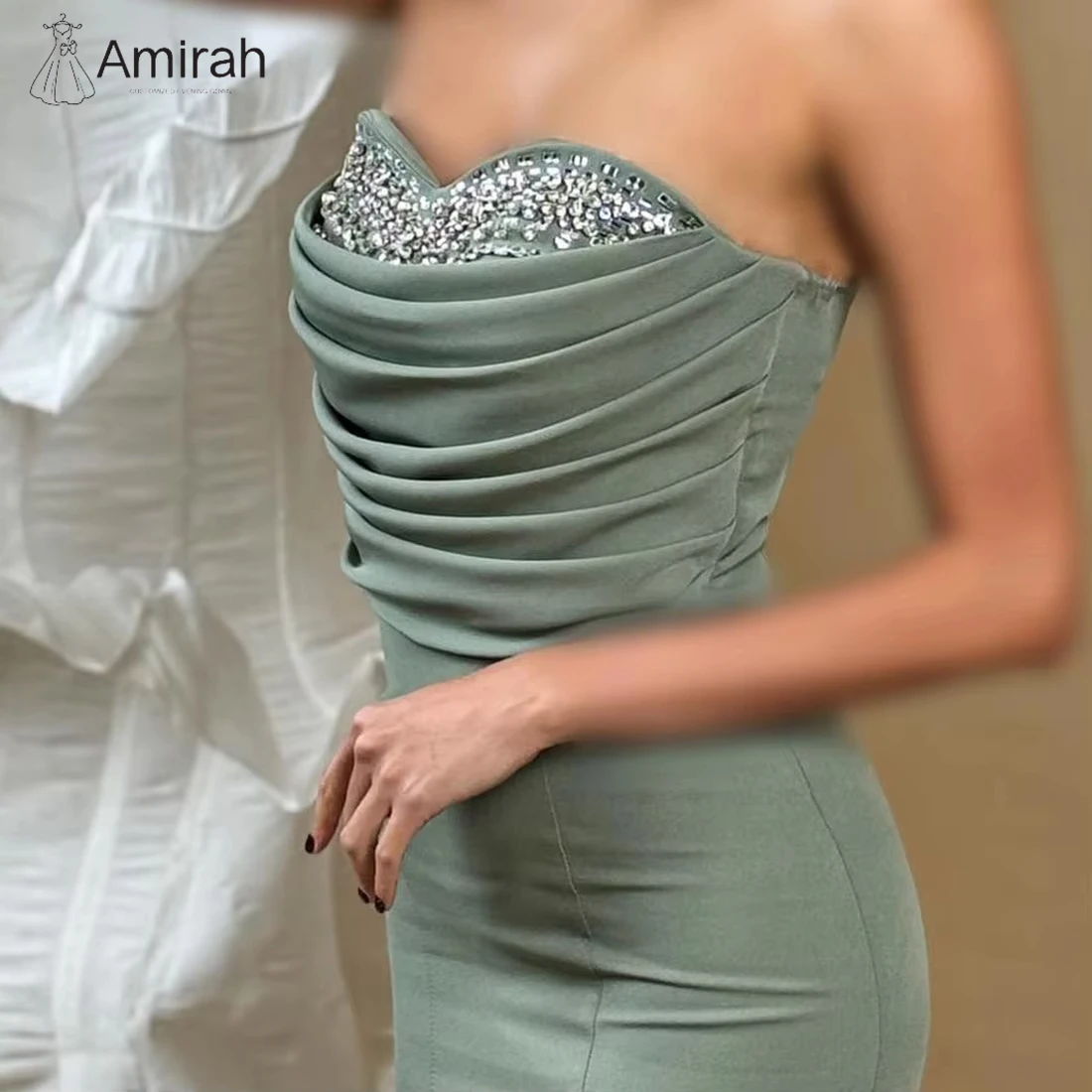 Amirah Custom Made Evening Dresses for Luxury Party Dresses Woman 2025 Fishtail Lotus Skirt Off-shoulder Stretch Satin Prom Gown