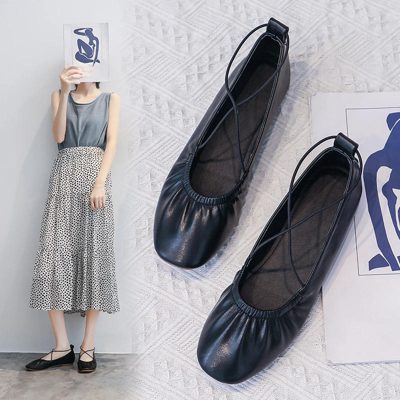 Genuine leather flat shoes, lightweight soft soled leather shoes