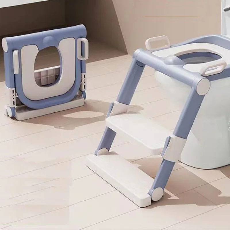 

Free Install Baby Toilet Training Seat Safe Bathroom Backrest Plastic Potty Step Ladder Stool Foldable Kid Adapter Chair Helper