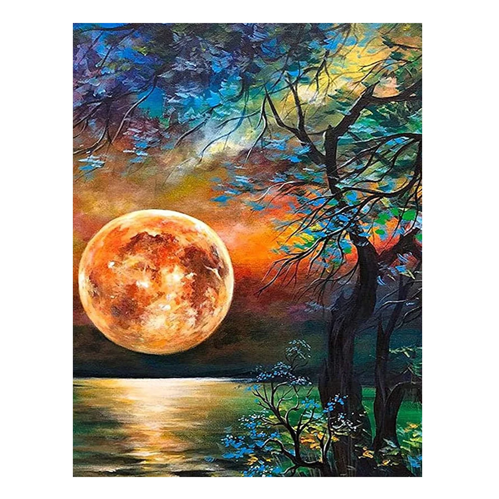 LZAIQIZG 5D Diamond Painting Moon Tree Square/Round Diamond Cross Stitch Kit Embroidery Picture  Home Decoration