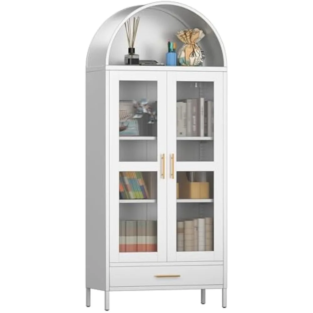

Metal Wall Cabinet, Metal Accent Storage Cabinet with Doors for Kitchens, Dining, and Living Rooms, Assembly Required