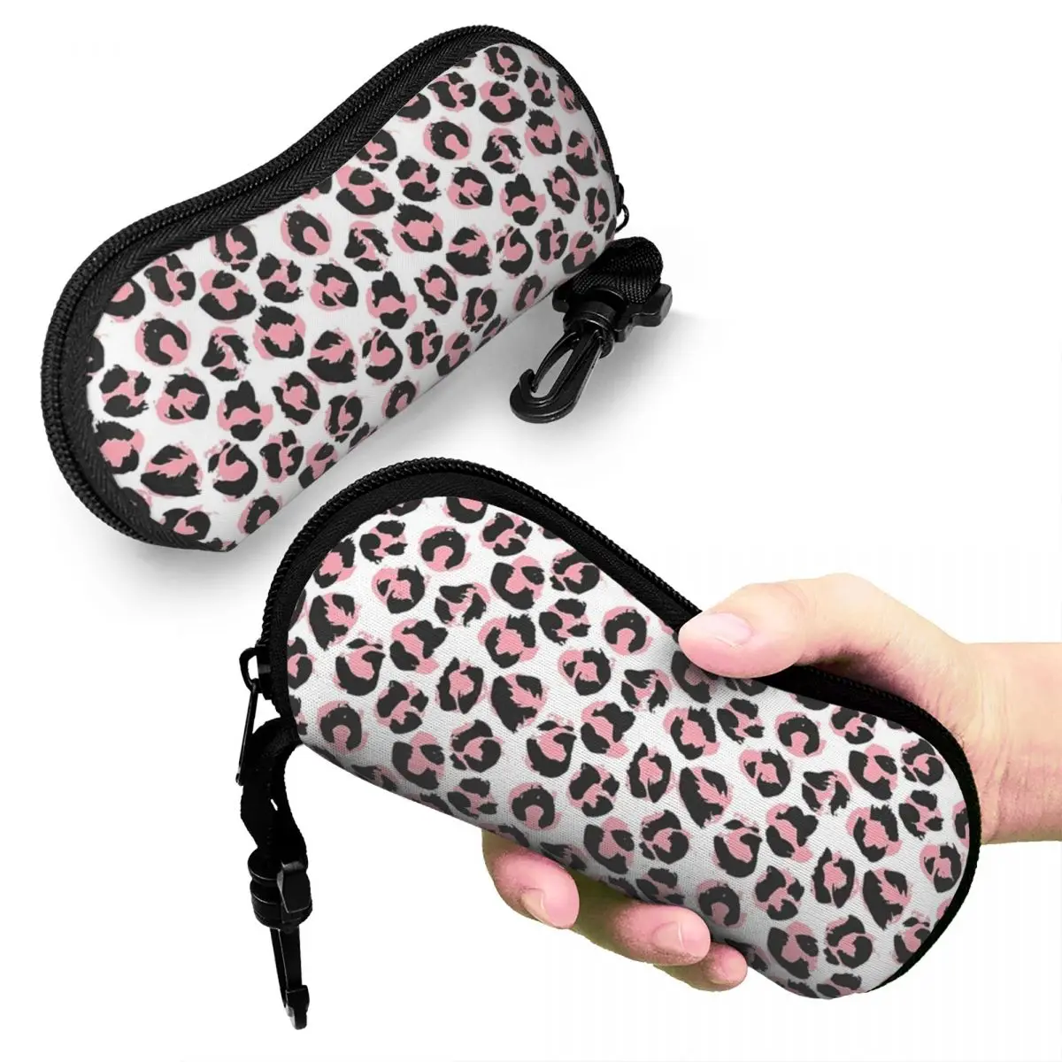 

Pink Leopard Shell Glasses Case Protective Sunglasses Box Women Men Soft Eyeglasses Bag Pouch