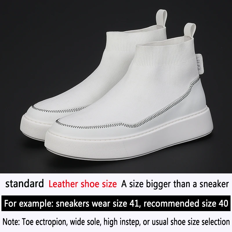 Fashion Casual Summer Breathable Men\'s Shoes White Trend Thick Soles High Top Board Shoes Comfortable Lightweight Mesh Shoes