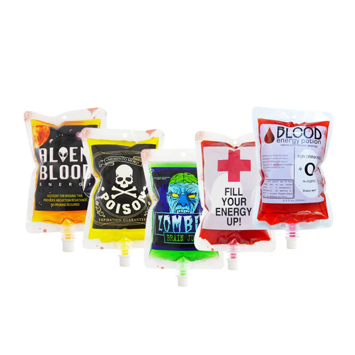 Halloween Blood Drink Pouches Zombie Skull Spout Juice Bags Gothic Cosplay Prop Horror Bar Party Beverage Storage Decor view 5