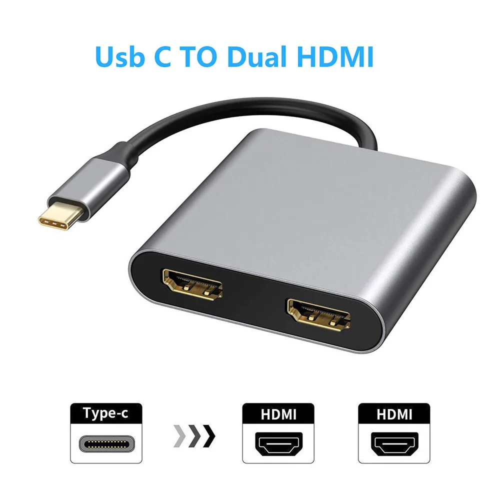 

USB C HUB Adapter MST Type C to 4K Dual HDMI-Compatible Docking Station For Macbook HP Dell Lenovo ThinkPad Multi-port Dock