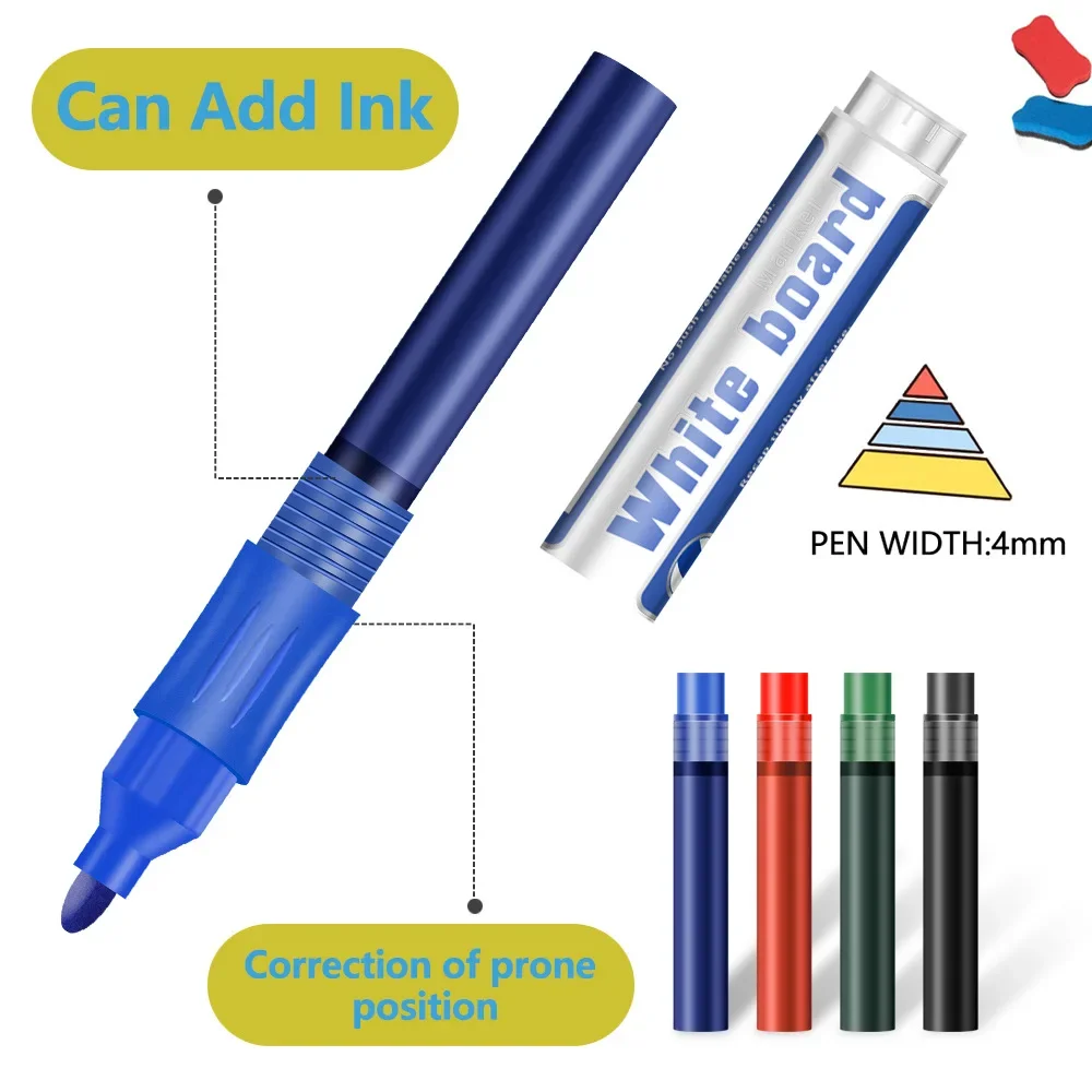 4Pcs Set Erasable Magnetic Whiteboard Marker Pen Blackboard Marker Chalk Glass Ceramics Office School Art Marker Stationery