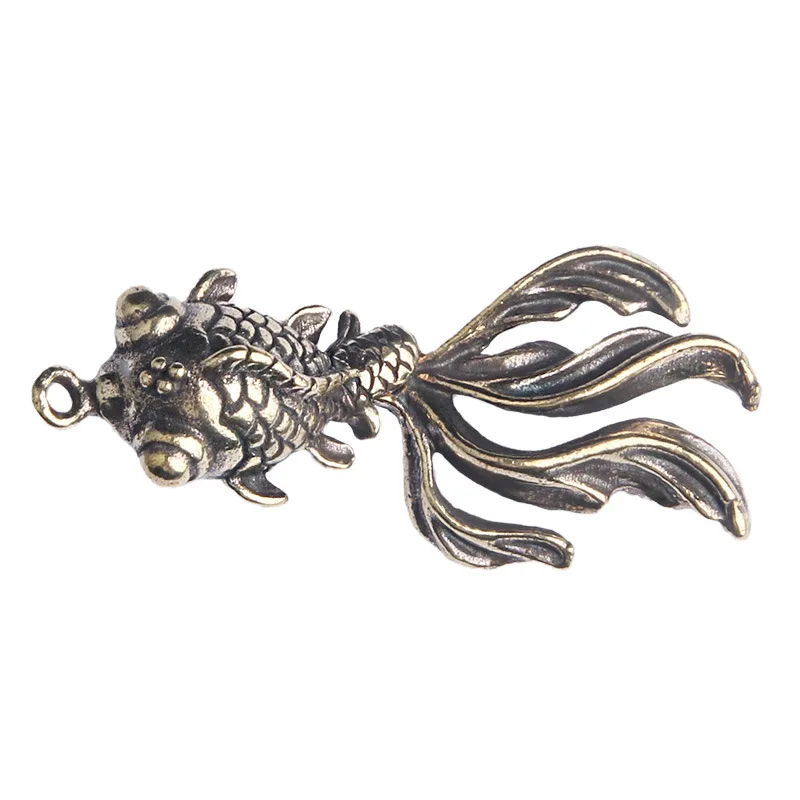 Brass Goldfish Buckles Keychain Pendant Chines Attracting Wealth Creative Pendant Antique Imitation Small Bronze Ware Decor