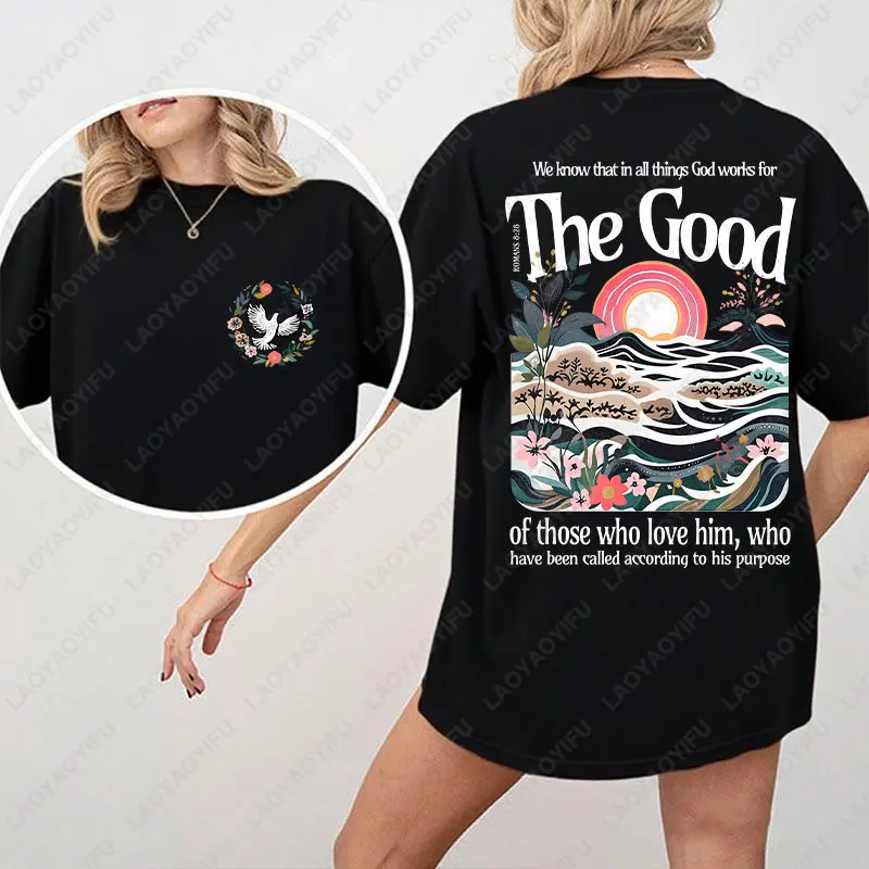 Love The Lord Christian Shirts Romans 8 28 Trust in The Lord Jesus Tees He Is Risen God Is Good Woman Tshirt Jesus Is King Tops
