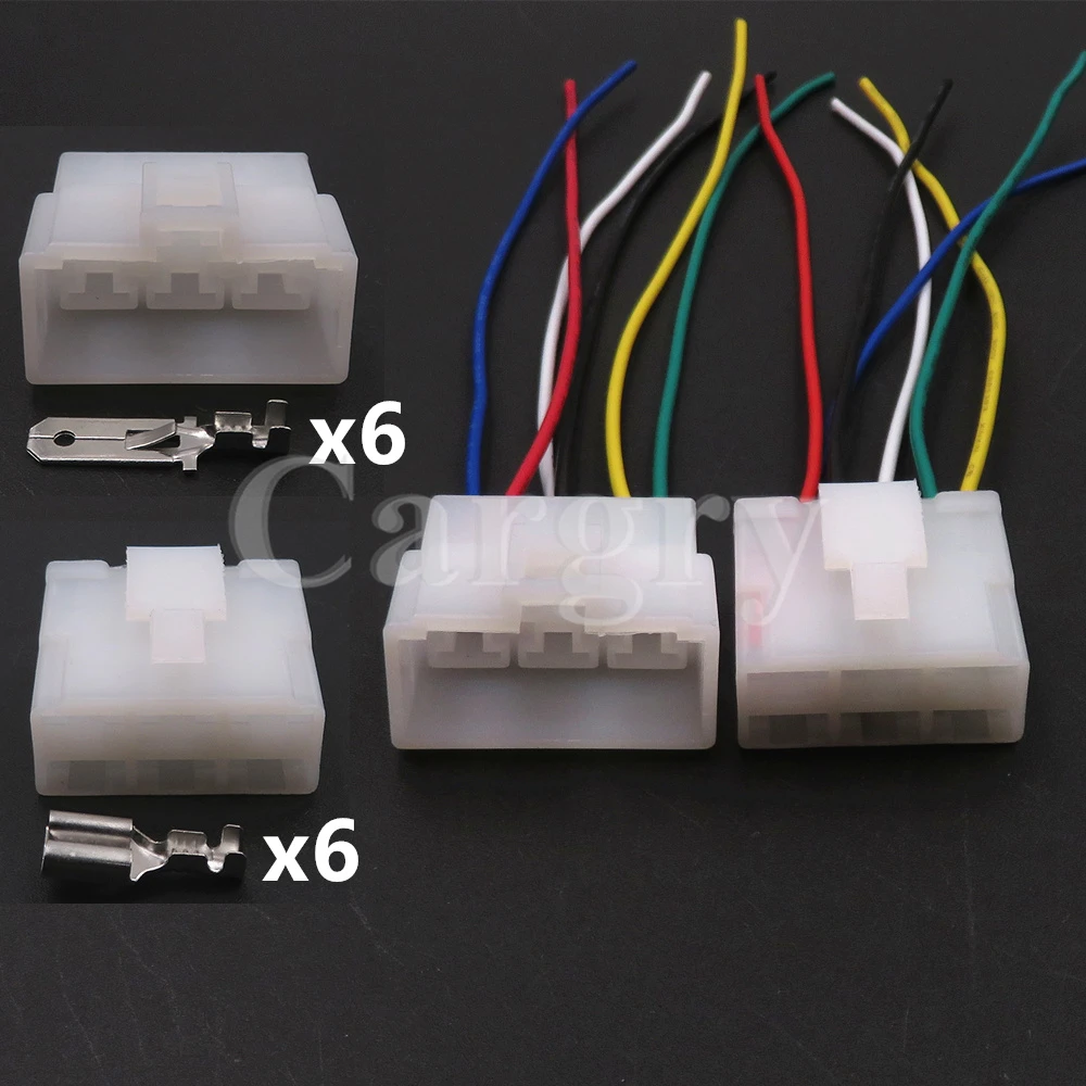 1 Set 6P Automobile Large Current Electric Wire Unsealed Connector AC Assembly Car Male Female Docking Socket