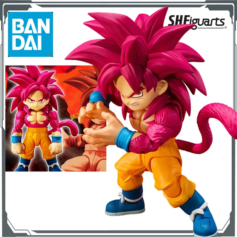

Bandai оригинальные S.H.Figuarts Super Saiyan4 Kid Goku аниме фигурки игрушки для мальчика Рождественский подарок Коллекционная модель украшения