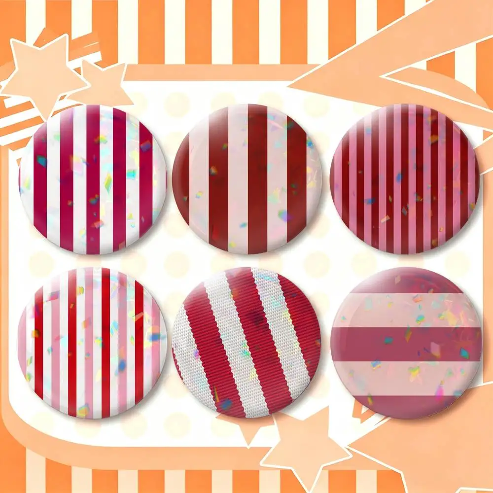 Burgundy White Stripe pattern  25mm 32mm 44mm 58mm 75mm Brooches Badges Pins for Accessories Gift