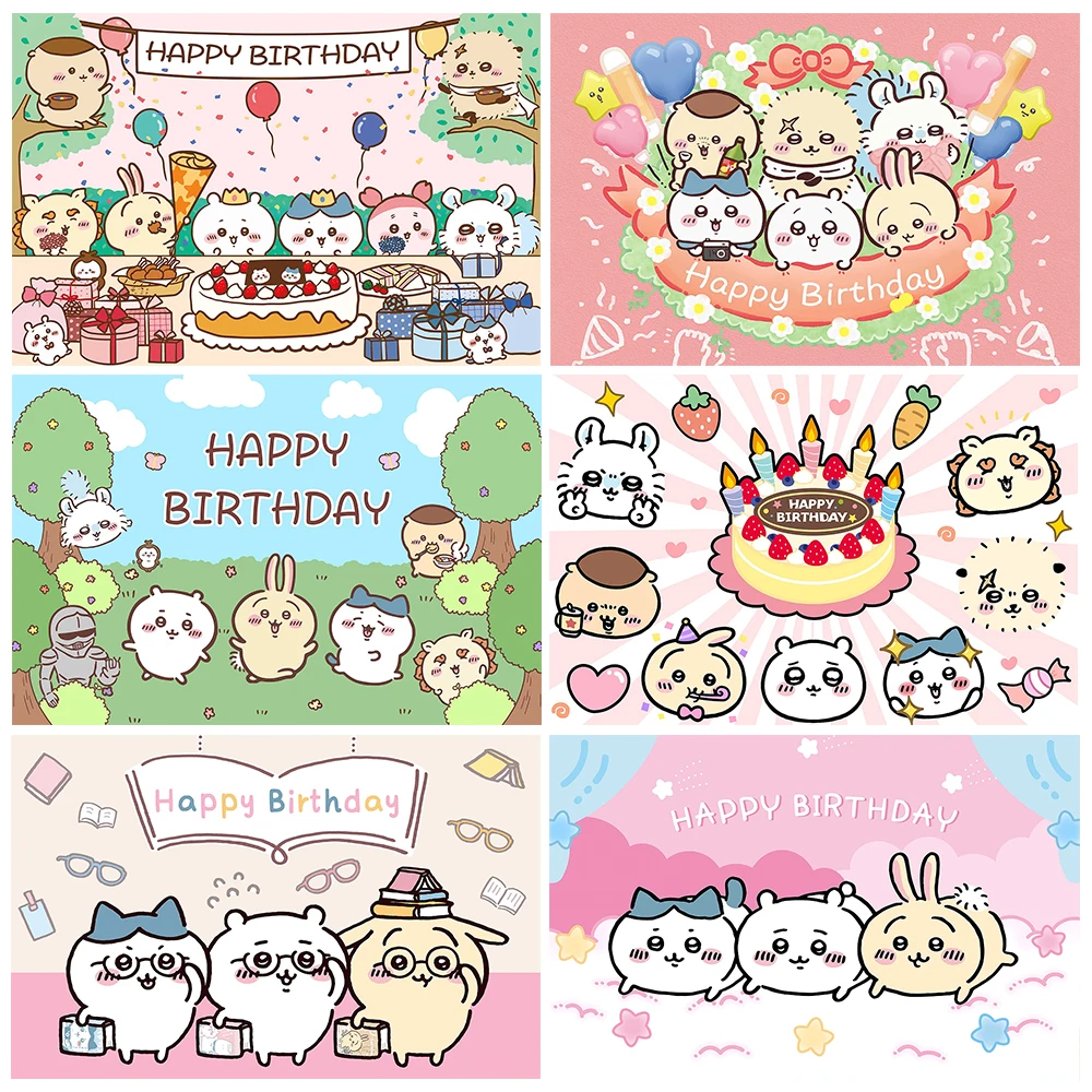 

Cute Chiikawa Backdrop Children Birthday Party Decoration Supplies Girls Baby Shower Banner Kids Portrait Photography Background