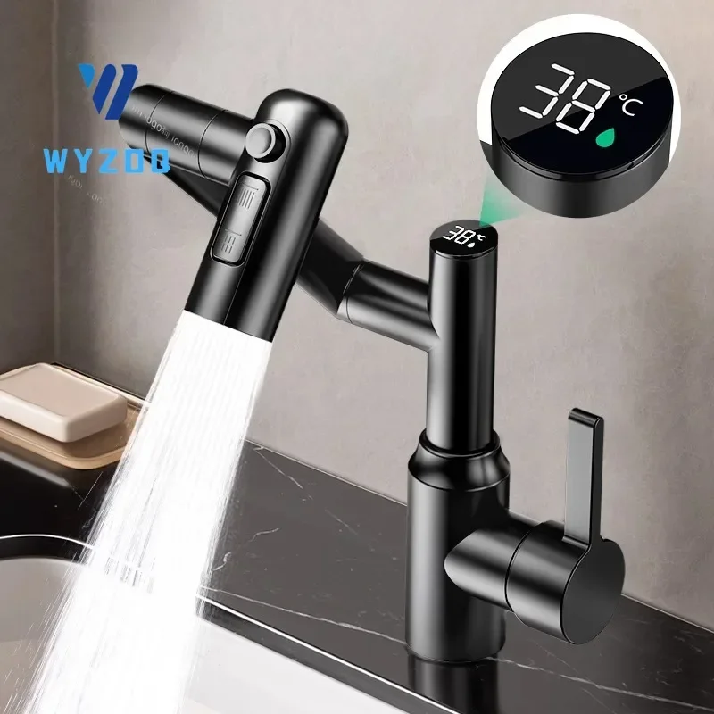 Digital Display Bathroom Basin Faucet 360 Rotation Multifunction Stream Sprayer Hot Cold Water Mixer Sink  Bathroom Kitchen Tap