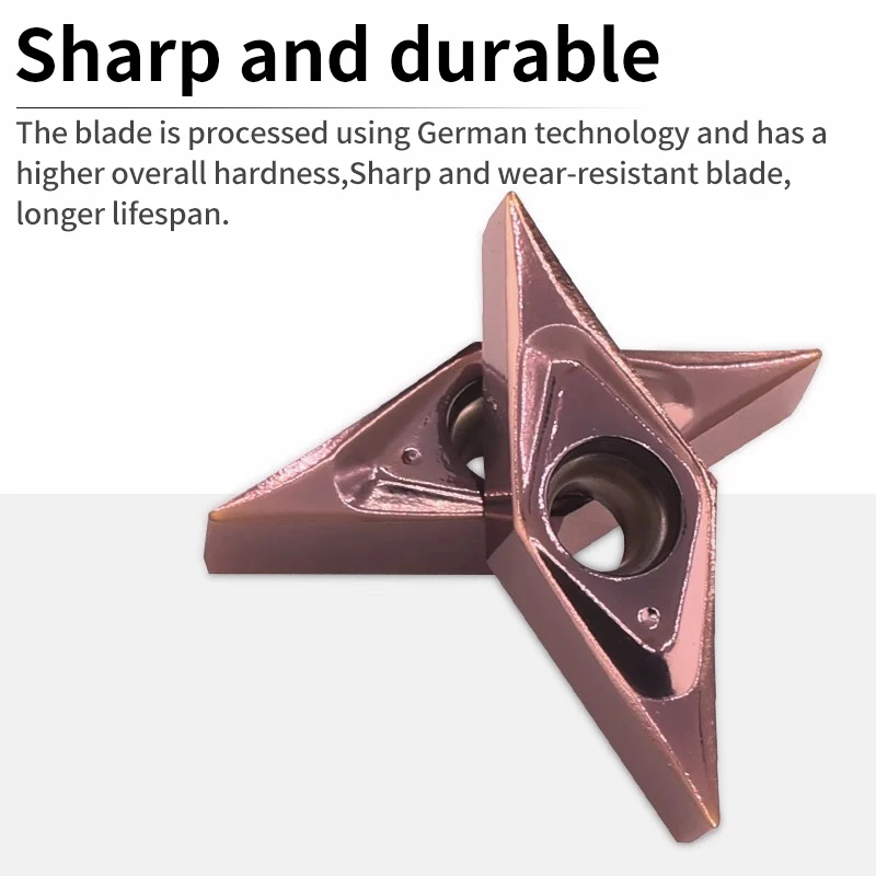 VOKET pisau bubut berbentuk berlian dengan mata pisau bulat luar VBGT110302/04-1L/MF untuk baja tahan karat, sisipan pisau tajam