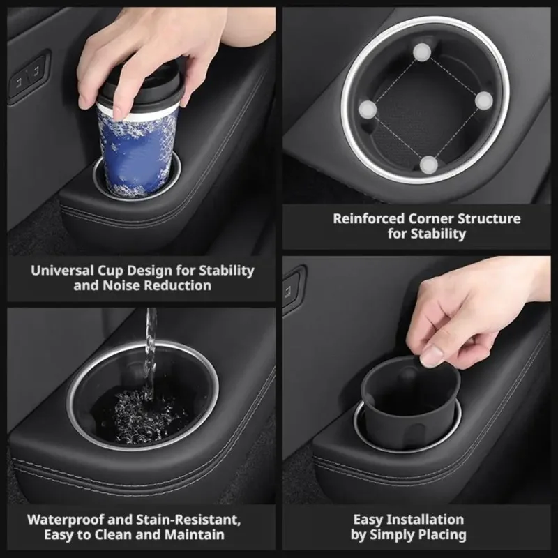 For Tesla Model Y L 2026 Silicone Three Drain Cup Covers Car Beverage Holder Storage Compartment Car Accessories Sticker