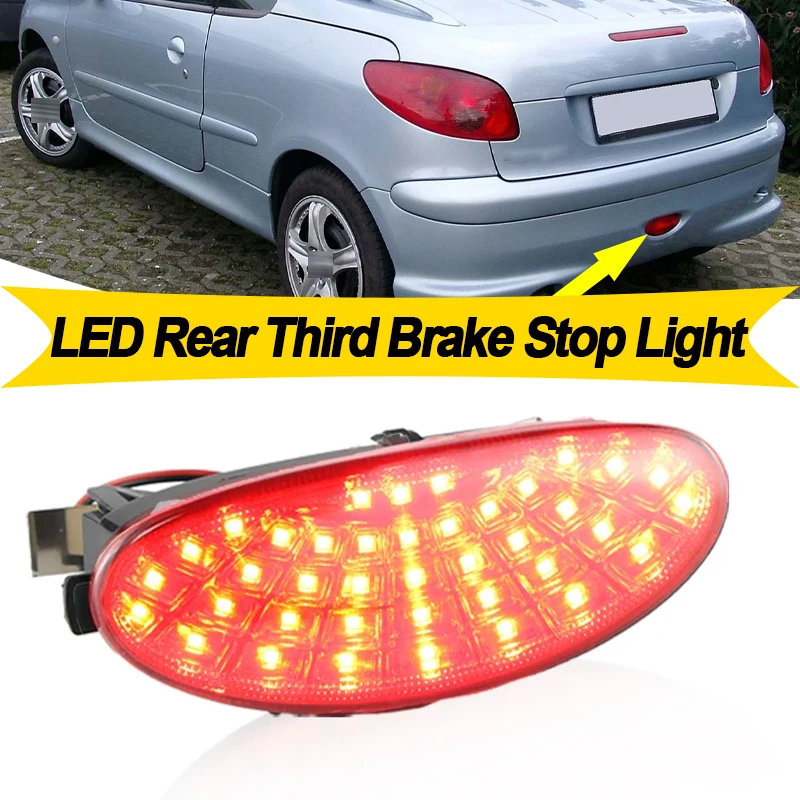 1 unidad de lámpara LED de advertencia de parada trasera de alto nivel, tercera luz de alerón de freno para Peugeot 206 CC SW GTi 2002-2006, accesorios OEM # :6351K5