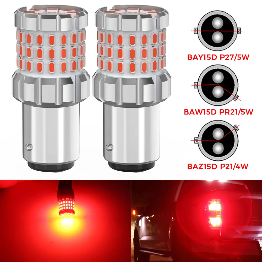 

BMTxms 2pcs 4000lm 1157 P21/5W BAY15D LED BAW15D PR21/5W Brake Lights Canbus BAZ15D P21/4W Tail Stop Bulb Auto DRL Signal Lamp