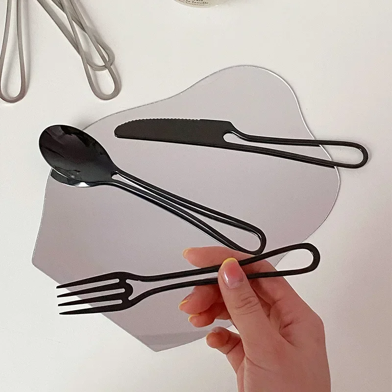 

Cutlery Set 304 Stainless Steel Black Flatware Western Dessert Forks Steak Knives Cake Spoon Knife INS Korean Simple Creative