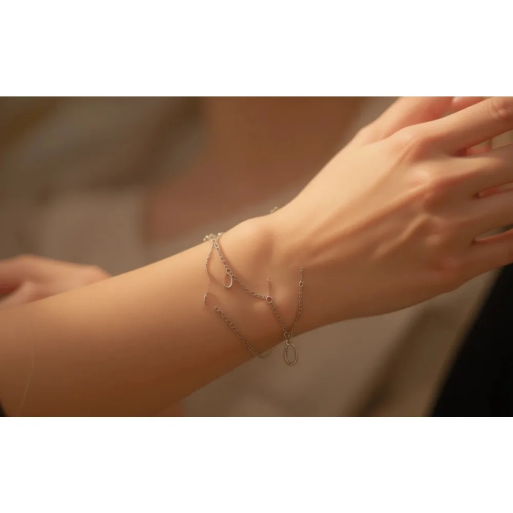 

Набор из трех браслетов-цепочек в стиле Сингапурский Фигаро и с бусинами