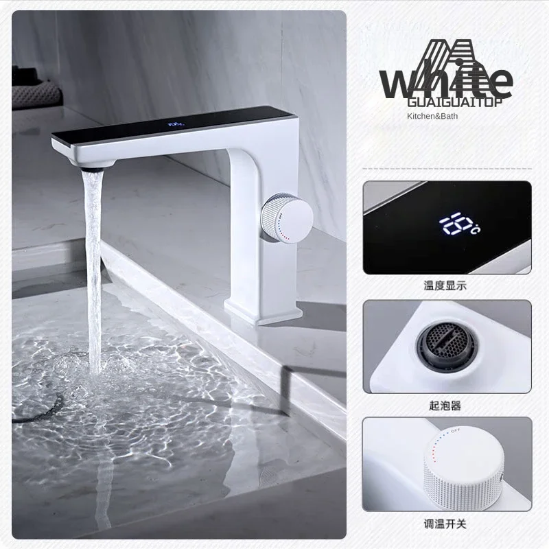 Rubinetto per lavabo in lega di alluminio di magnesio Display della temperatura rubinetto per cucina da bagno intelligente accessori per il bagno