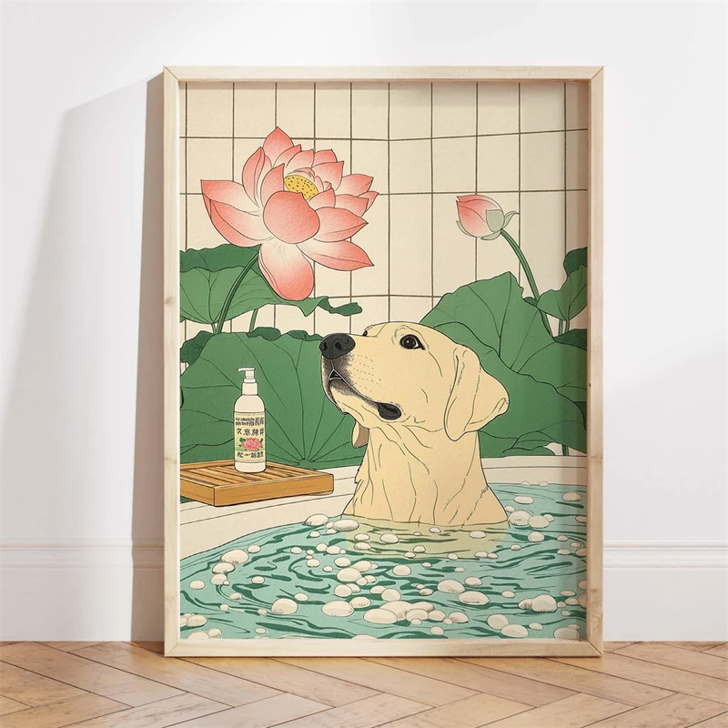 Funny Black Cat Poster Japanese Sakura Ukiyo-e Style Print Canvas Painting Zen Wall Art Picture for Bathroom Home Decoration
