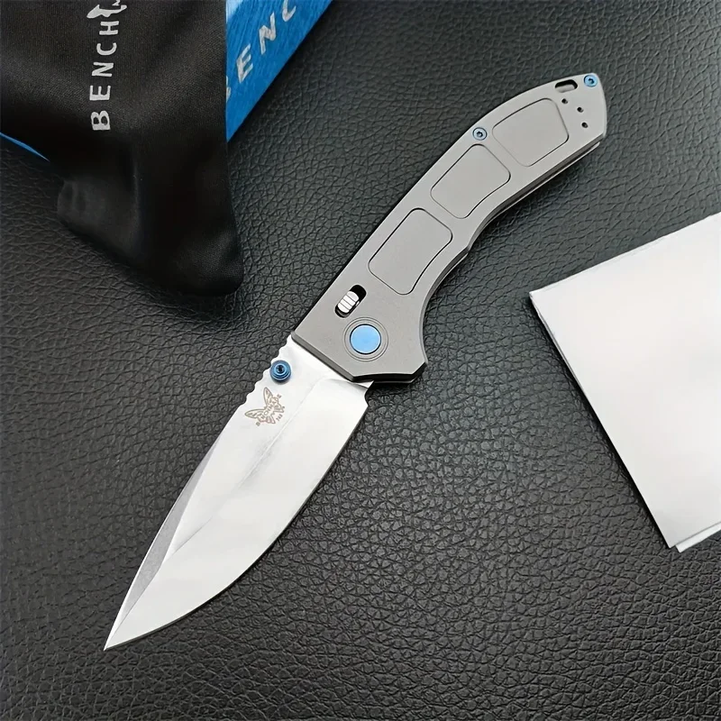 BM 748 Folding Knife D2 Blade Gray Aluminum Handle Outdoor Tactical Hunting Camping Hiking Portable EDC Knife With Pocket Clip