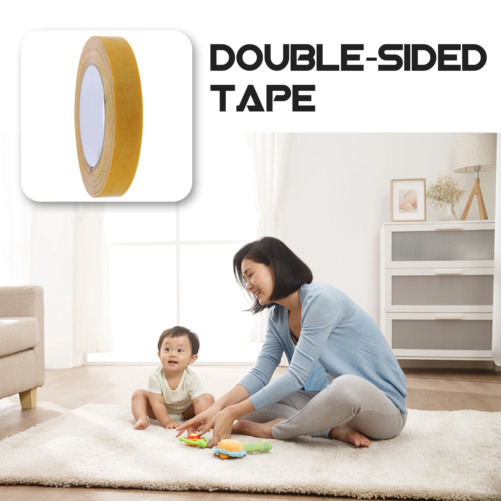 

Double Sided 2CMx20Y Heavy Duty Strong Adhesive Carpet Fiberglass Cloth Wall Extra Strong Double Sided Tape Wide