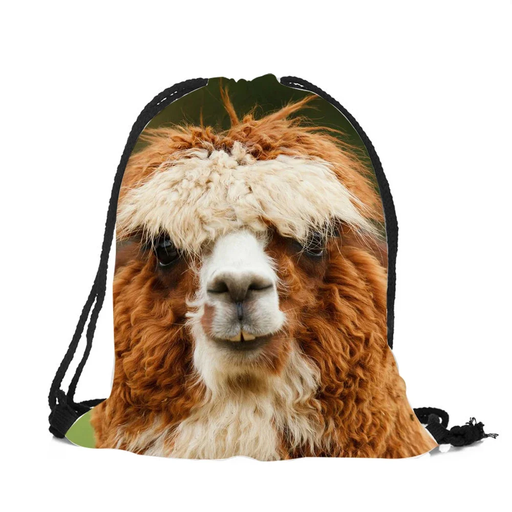 2018 nova moda alpaca impressão 3d mochila de viagem softback mulheres mochila saco com cordão escola meninas senhoras ombro