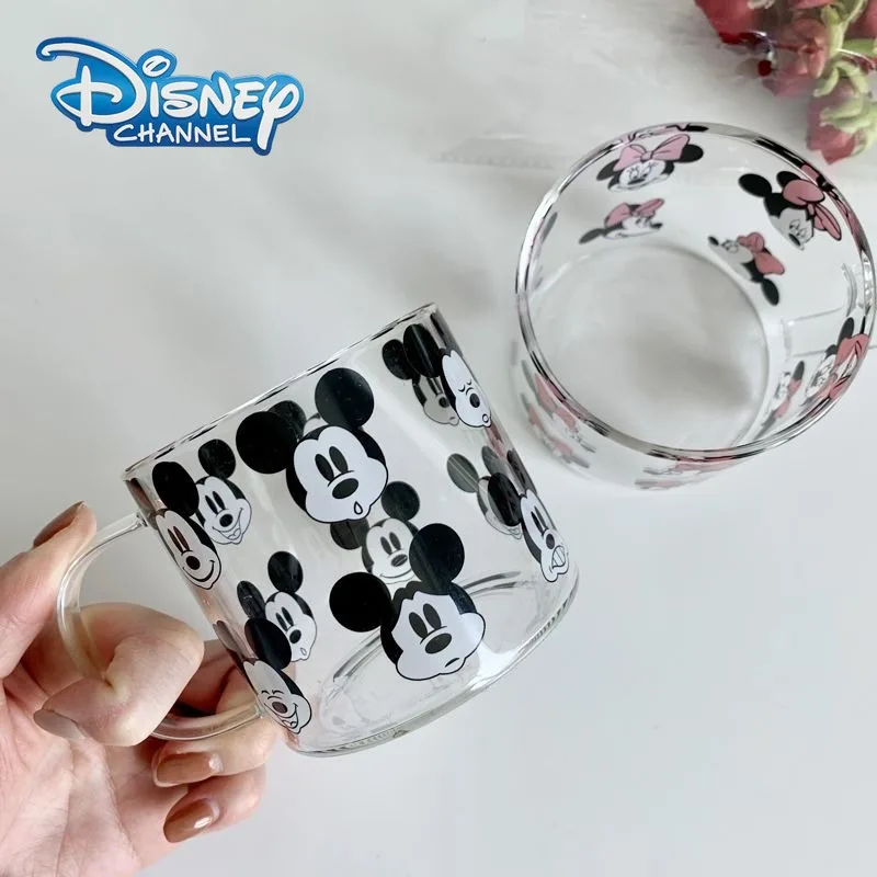 

Disney Mickey Mouse Glass Coffee Cup Cute Ins Korean Style High Borosilicate Heat-Resistant Mug for Milk Tea Office