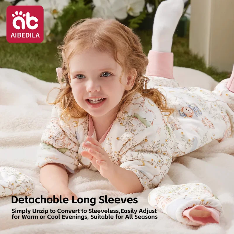 

AIBEDILA детский спальный мешок, двухслойный, легкий, мягкий, уютный, детский спальный мешок, носимое одеяло со съемными рукавами для мальчиков и девочек