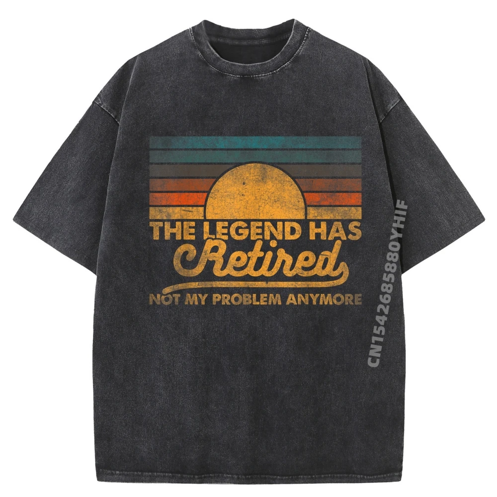 

Футболка с принтом The Legend Has Retired Not Футболка Футболки с рисунком Классическая мужская футболка Винтажная стираная одежда