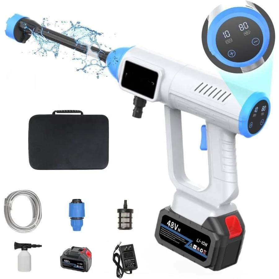 

High Pressure Portable Washing Gun 6in1 Nozzle Electric Cleaning Machine Wireless with Lithium Battery Washer Car Washer