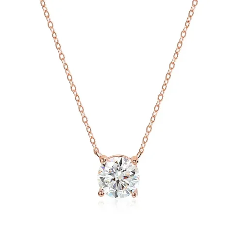 Smyoue 1-5CT Rose Gold Color Moissanite Necklace for Women D Color Sparkling Classic Lab Diamon Pendant Sterling Silver 925 100%