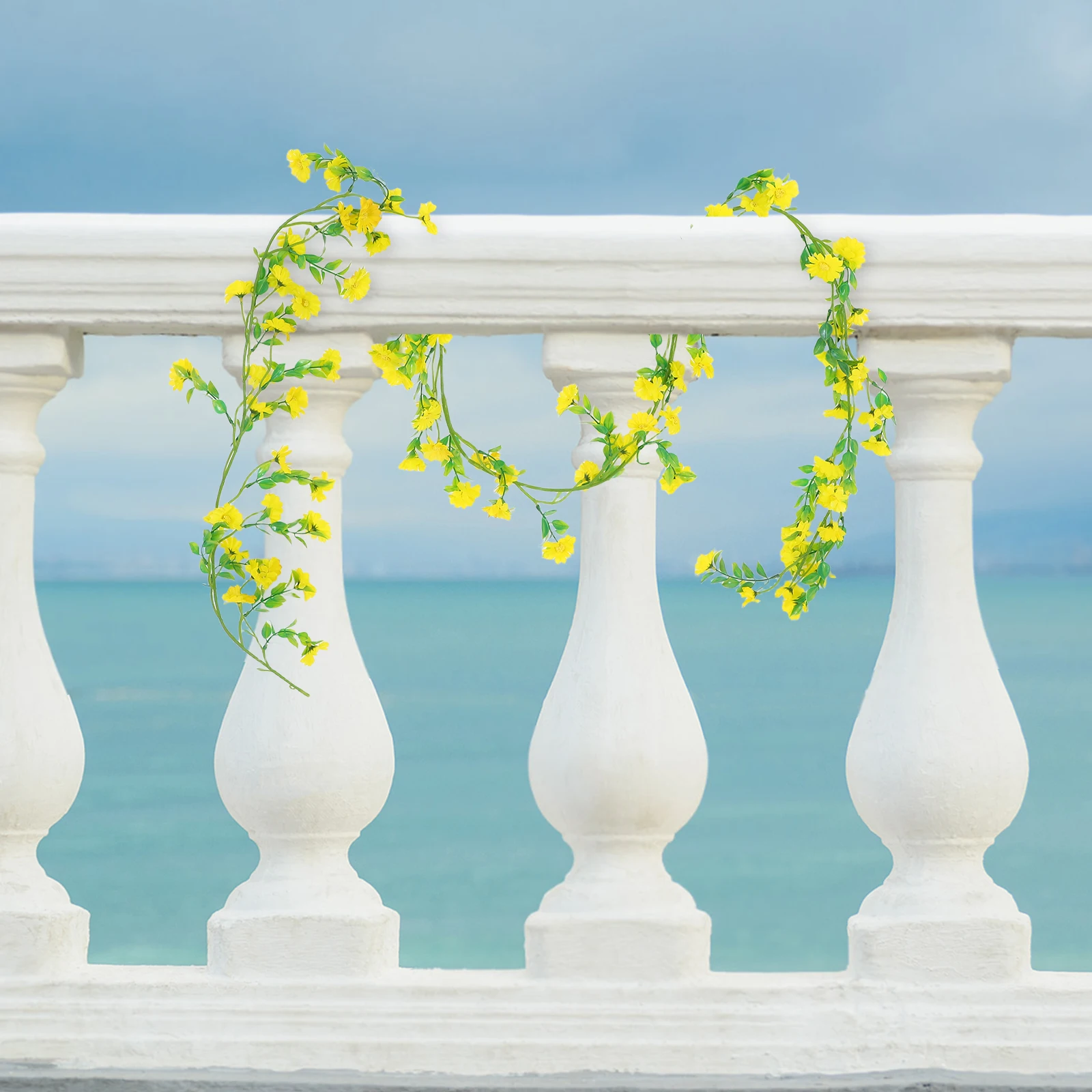 

Artificial Sunflower Daisy Garland Faux Spring Flowers Outdoor Garden Decoration Vine Silk Floral Garland For