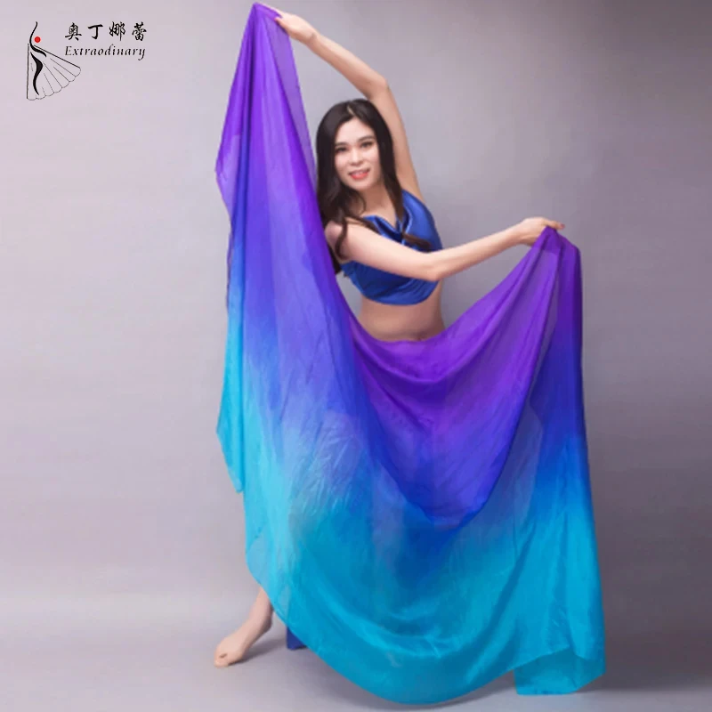 Silk Veil Belly dance Scarf Gradient Silk veil Shawls Women Hand Thrown Scarf Gradient 200cm 250cm 270cm Dance Performance