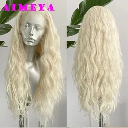 AIMEYA Platinum Blonde Loose Wave Wig Synthetic Lace Front Wig Heat Resistant Fiber Hair Daily Use Cosplay Wigs Natural Hairline