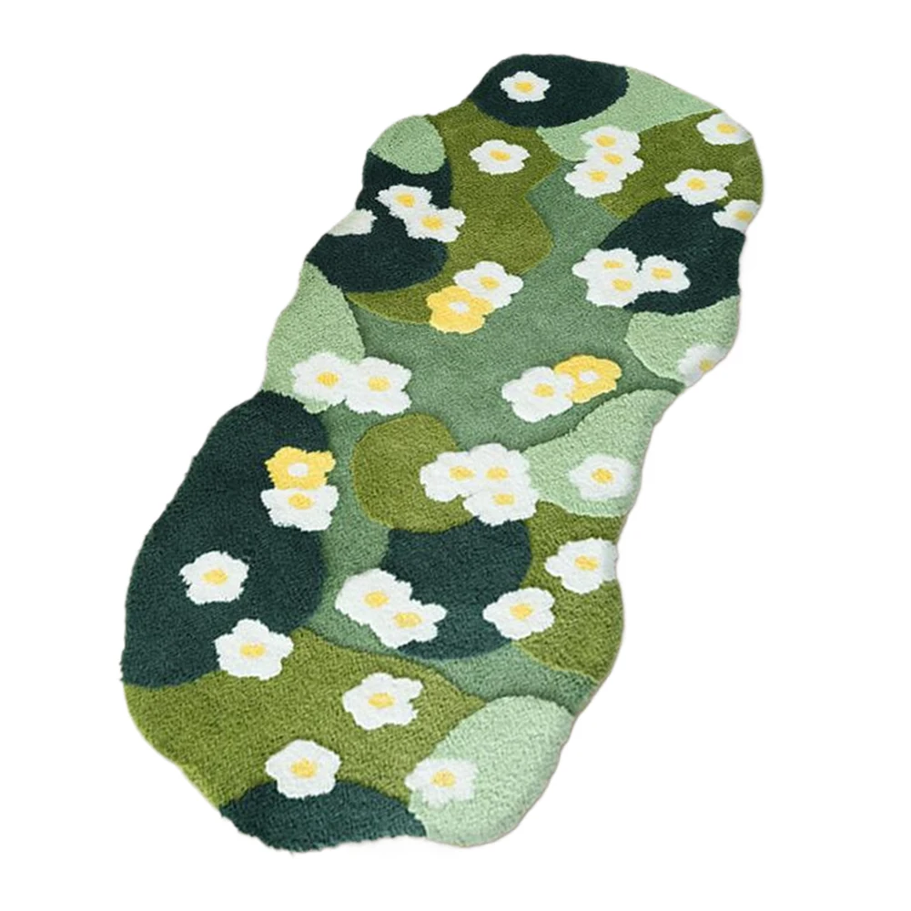

Plush Bedroom Bedside Area Rug Fluffy Three-Dimensional Carpet Nordic 3D Lawn Moss Rugs Carpet Green Forest Irregular Floor Mat