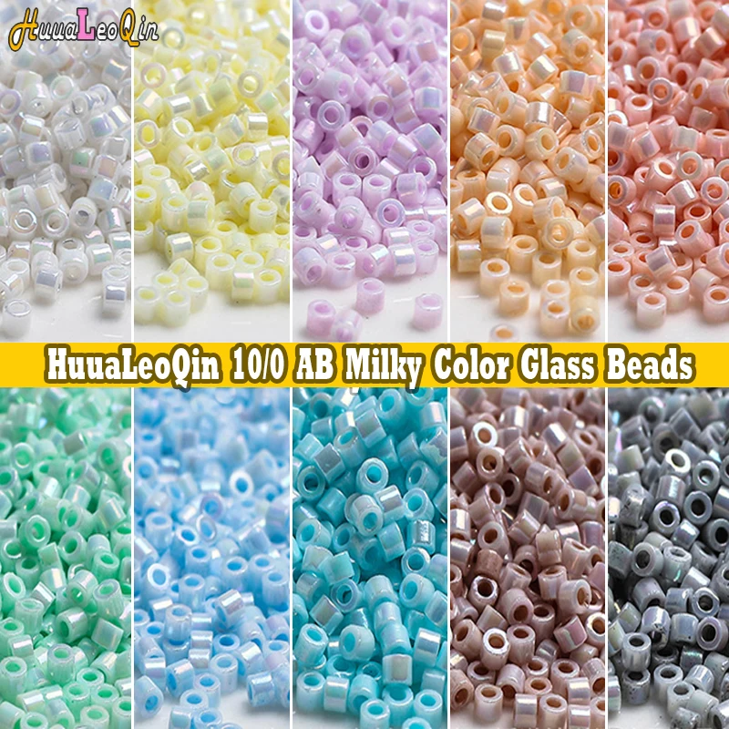 365pcs/5g 2mm Japanese AB Milky Opaque Color Glass Beads 10/0 Uniform Spacer Seed Beads for Needlework Jewelry Making DIY Sewing