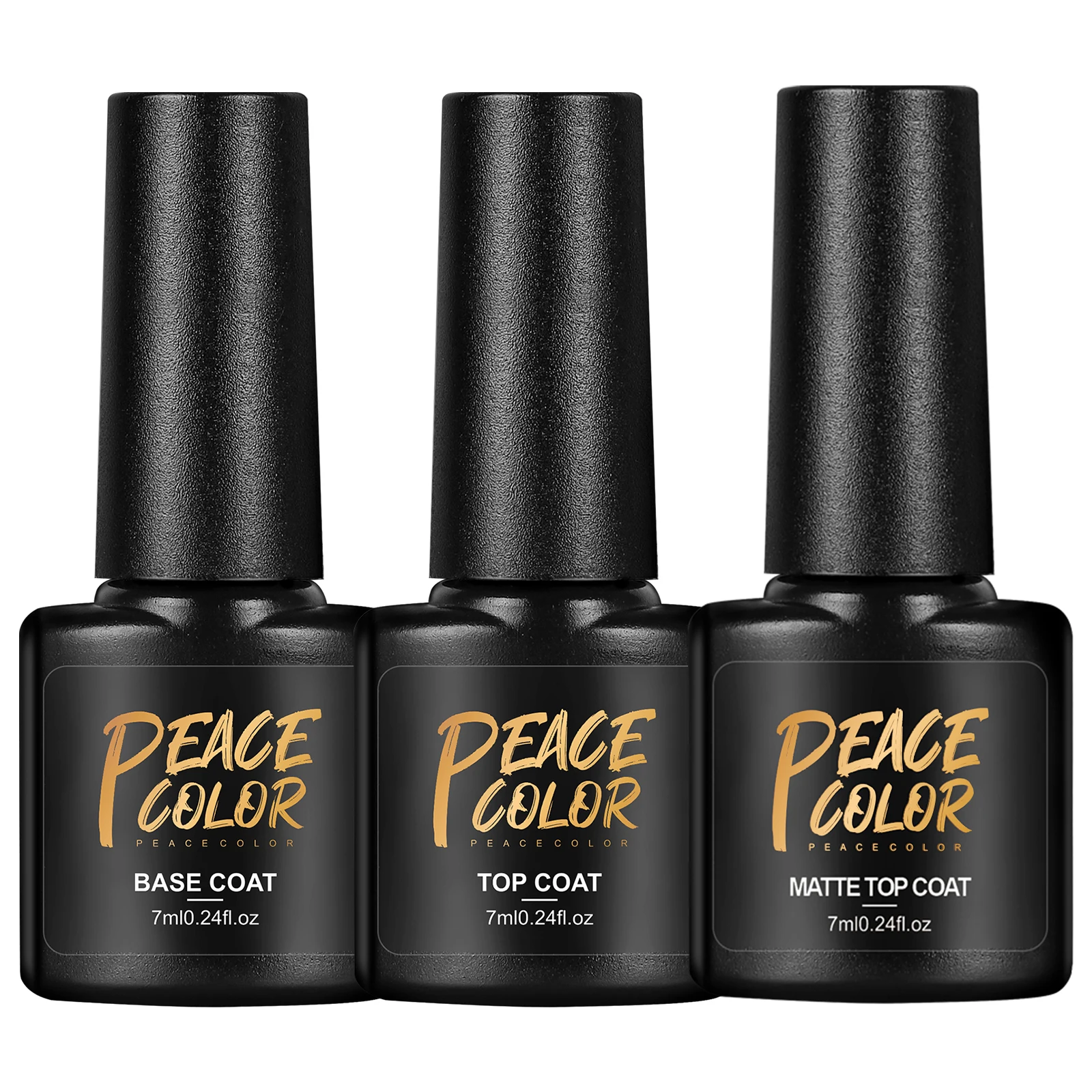 Peacecolor 7ML Top and Base Coat Matte Top Coat for Soak Off Gel Nail Polish Functional Gel Nail Art Set for Nail Art Tools