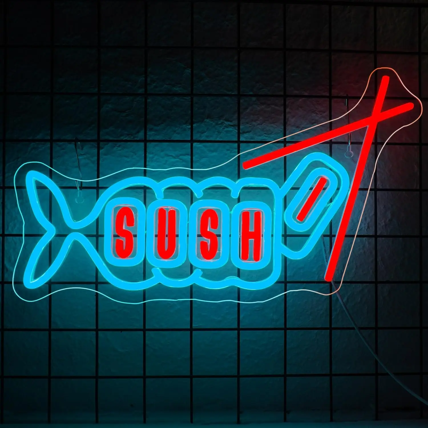 Sushi Fish Neon Sign Dimmable Light Up Sign Wall Decor For Sushi Shop Restaurant Home Kitchen Party Decor