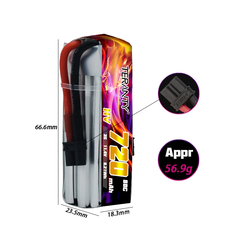 3Pcs/Set TERANTY 1S/2S/3S/4S/6S HV Lipo Battery 720mAh 180C With XT30 For Emax Tinyhawk King Kong Ldarc TINY7 FPV Drone