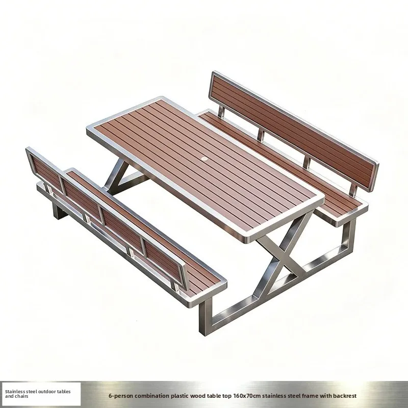 Table and chair, open-air courtyard milk tea shop, scenic park canteen, outdoor one-piece table and chair combination