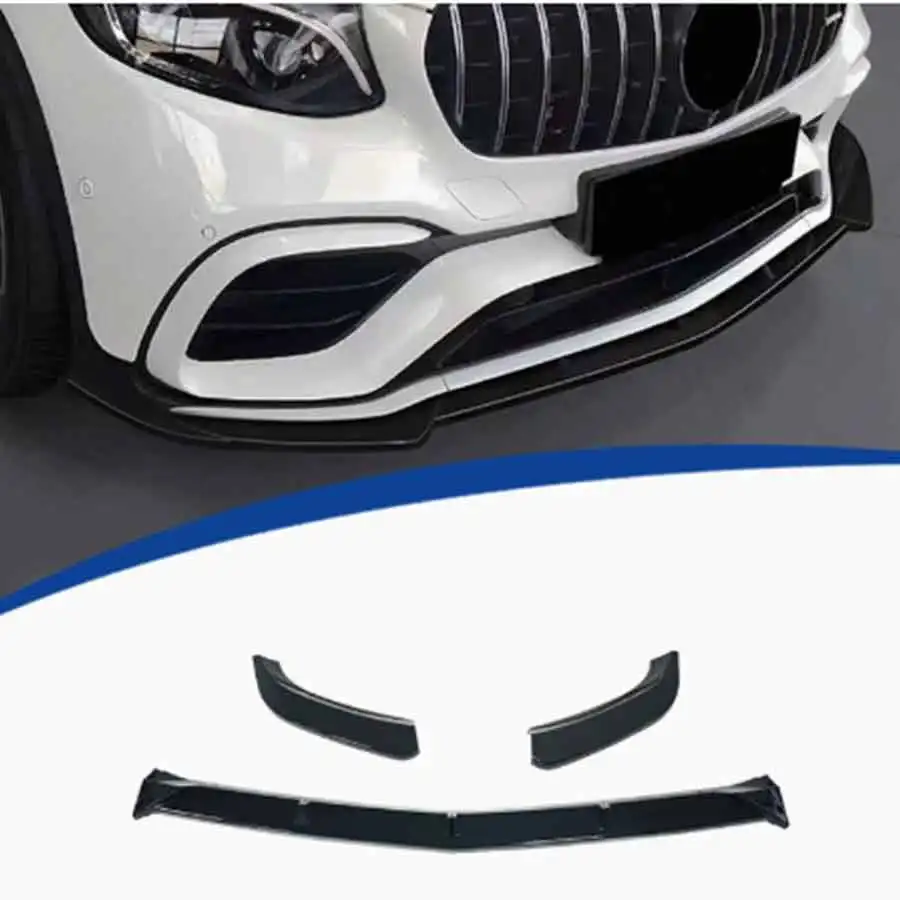 For Mercedes Benz GLC Class X253 GLC63 Bright Black Car Front Bumper Lip glossy black Front lip Diffuser Front Chin Spoiler