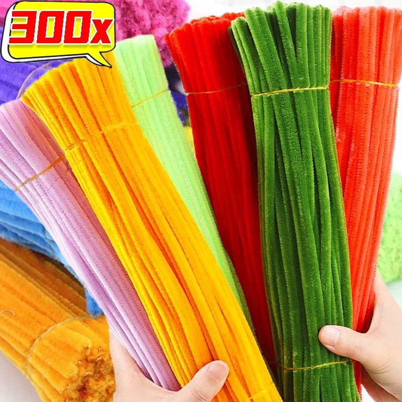 10-300PCS Colorful Chenille Stems Pipe Cleaner DIY Plush Tinsel Stem Wired Twist Stick Hair Strip Kids Handmade Educational Toys