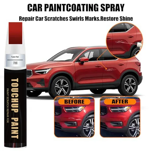 Fusion Red(725) Touch Up Paint Compatible with Volvo, Car Paint Pen Scratch Repair Two-In-One Touch Up Paint